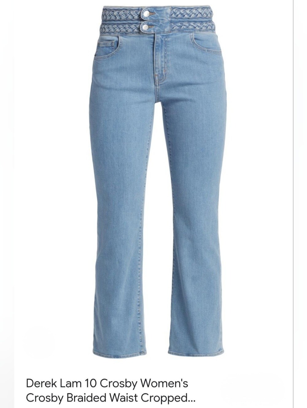 Derek Lam 10 Crosby Denim Braided Waist Crop Jeans Sz 26 Quiet Luxury High Waist